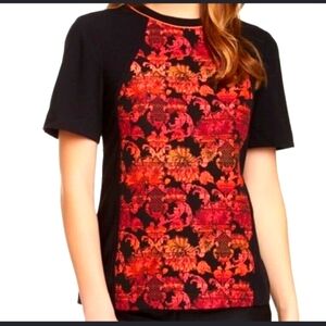 Ted Baker London Black Floral Ombre Jacquard Tapestry Tee- T. Baker Size 2